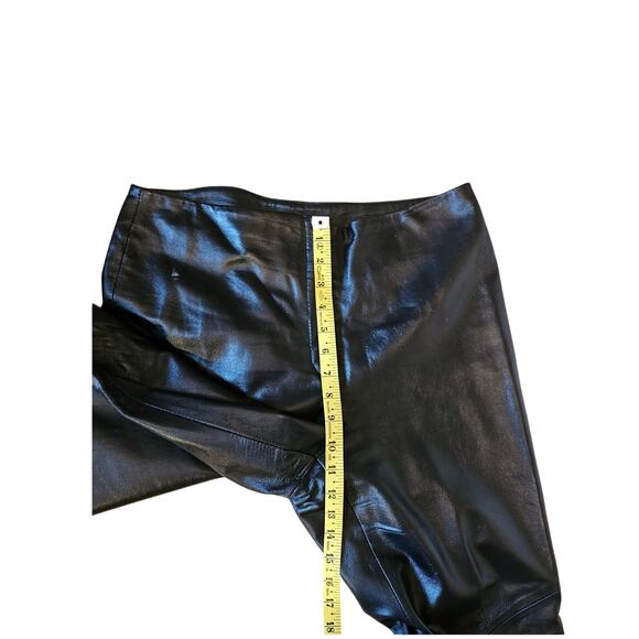 Vintage 90s Finity Black 100% Leather Pants Size Med - Picture 6 of 7